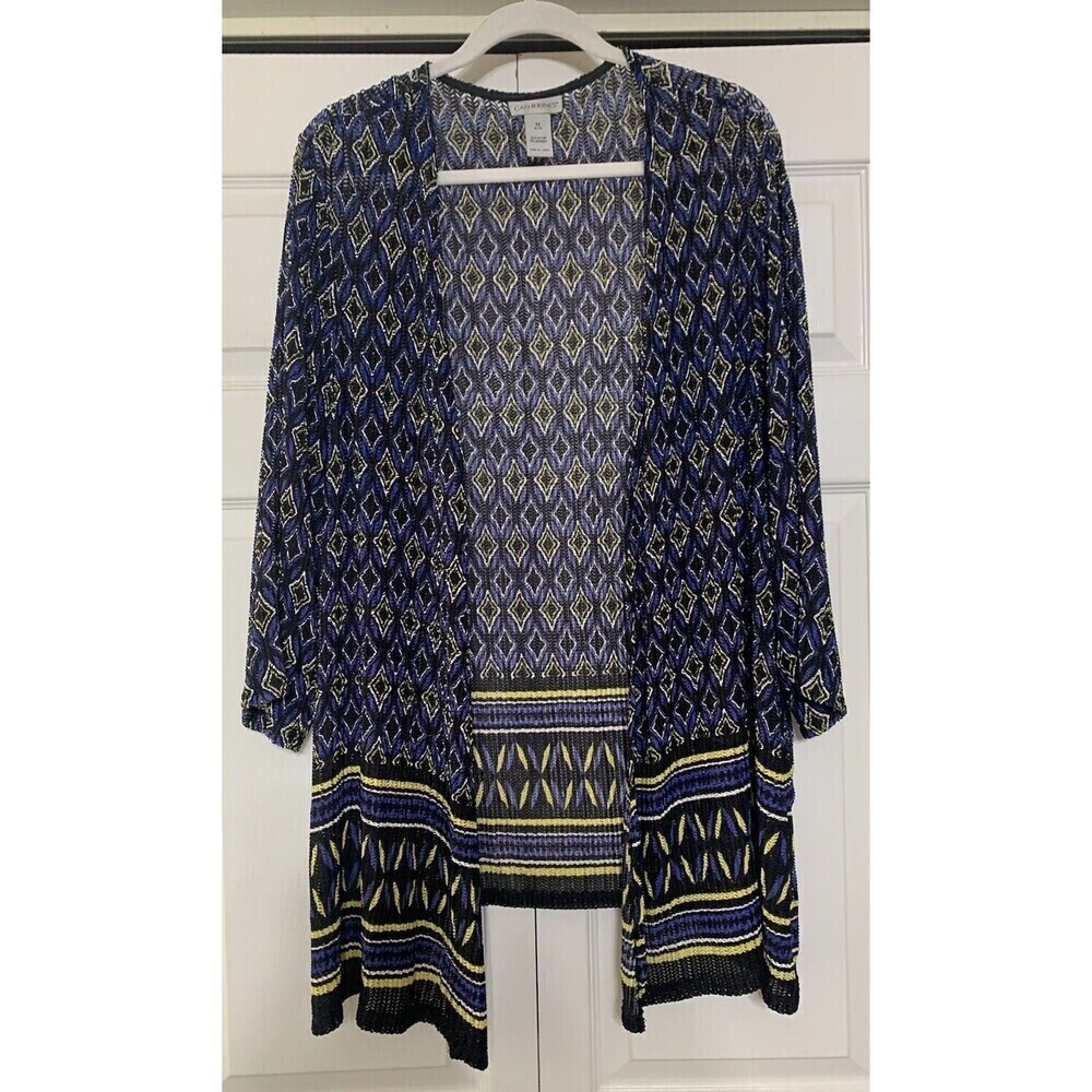 Catherine’s Open Front Lightweight Cardigan Chevron Shaped Eyelets Size 1X (V14)